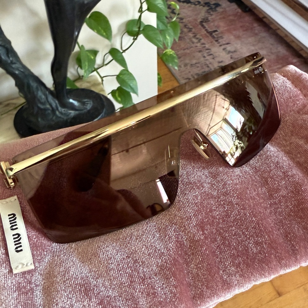 Miu Miu Gold Frame Brown Lens Sunglasses
